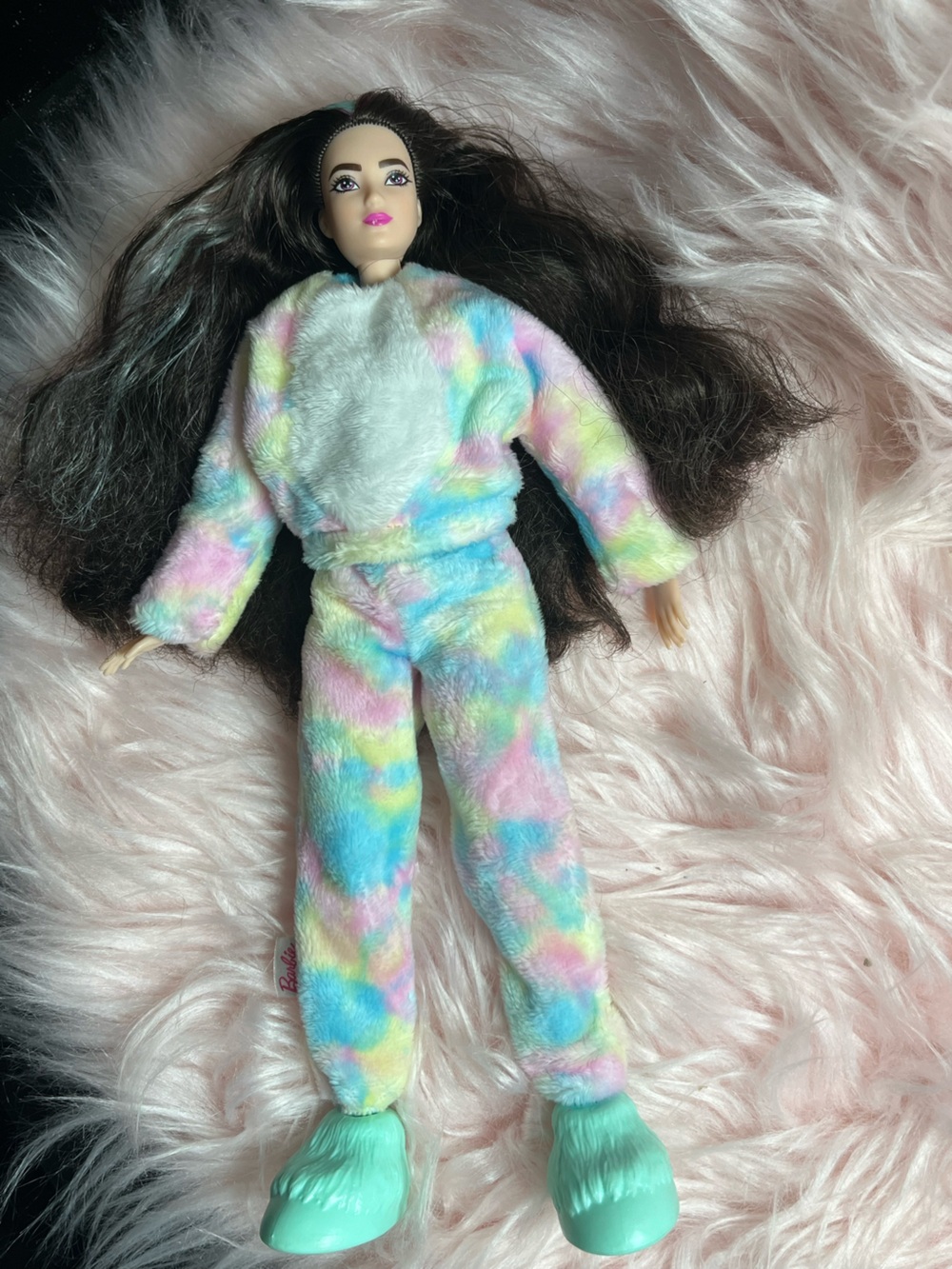 Barbie Pastel Tie-Dye Plush Outfit in Pink Blue Yellow